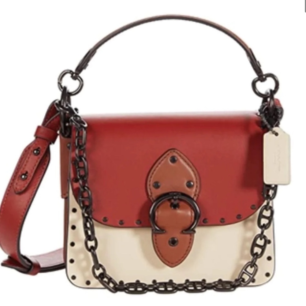 Coach Beat Shoulder Bag 18 Rivets Colorblock NWT Authenticity Guarenteed